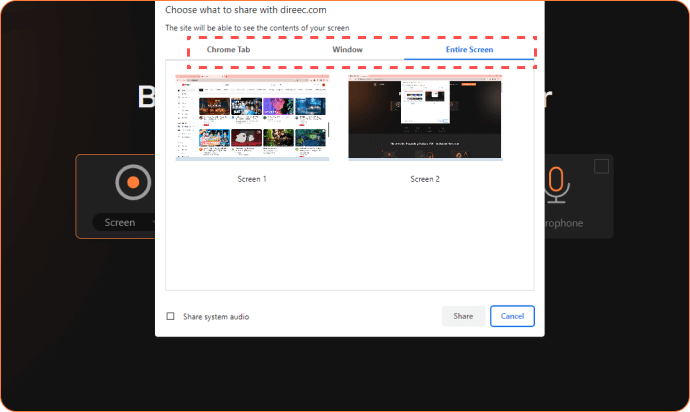 Avvia la registrazione dello schermo online